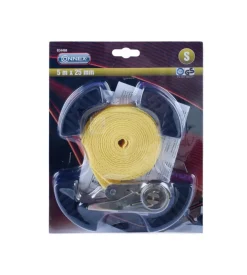 Cinghia di ancoraggio 245 kg. 25 mm. x 5 mt. con tenditore e 4 para bordi ricurvi