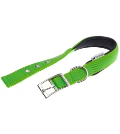 Collare in nylon modello c25/45 imbottito per cane e colore verde.