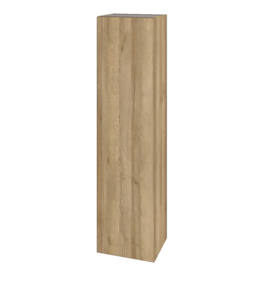 Colonna pensile sospesa decor bagno con 1 anta colore rovere farnia, 35x28x138 cm