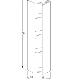 Colonna pensile sospesa decor bagno con 1 anta colore grigio caldo, 35x28x138 cm