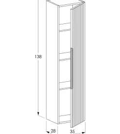 Colonna pensile sospesa decor bagno "canaletto" con 1 anta colore grigio lava, 35x28x138 cm