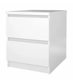 Comodino 2 cassetti "naia" bianco lucido 40,4x50x49,5 cm