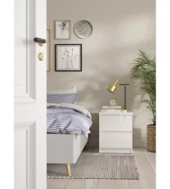 Comodino 2 cassetti "naia" bianco lucido 40,4x50x49,5 cm