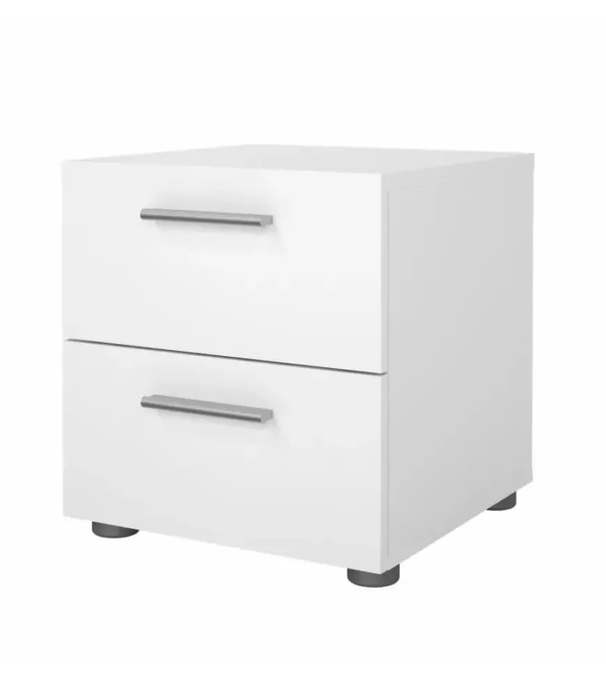 Comodino 2 cassetti "pepe" bianco 40x40,2x42,3 cm