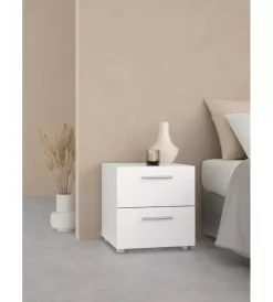 Comodino 2 cassetti "pepe" bianco 40x40,2x42,3 cm