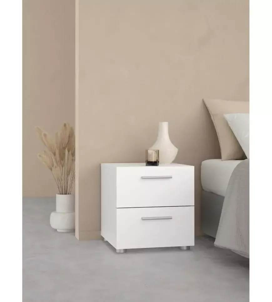 Comodino 2 cassetti "pepe" bianco 40x40,2x42,3 cm