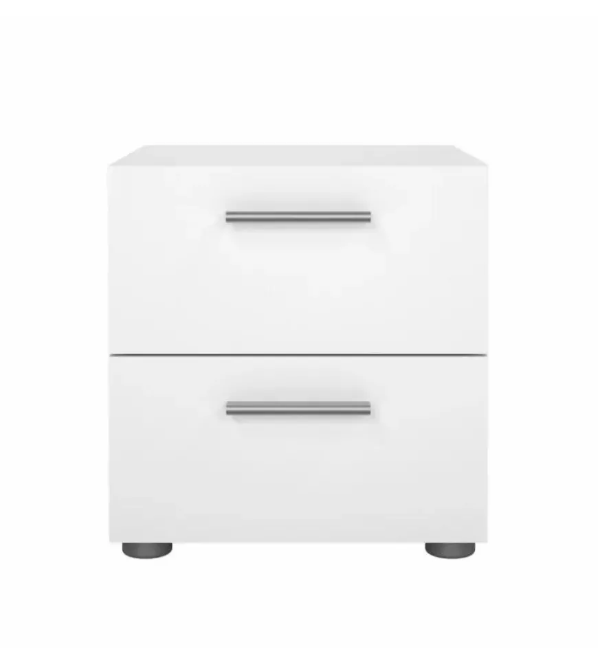 Comodino 2 cassetti "pepe" bianco 40x40,2x42,3 cm