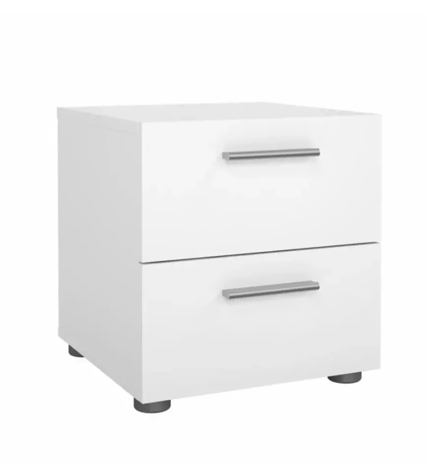 Comodino 2 cassetti "pepe" bianco 40x40,2x42,3 cm