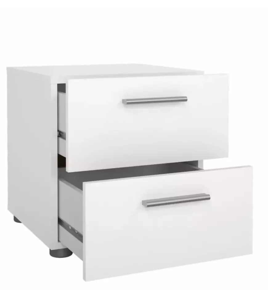 Comodino 2 cassetti "pepe" bianco 40x40,2x42,3 cm