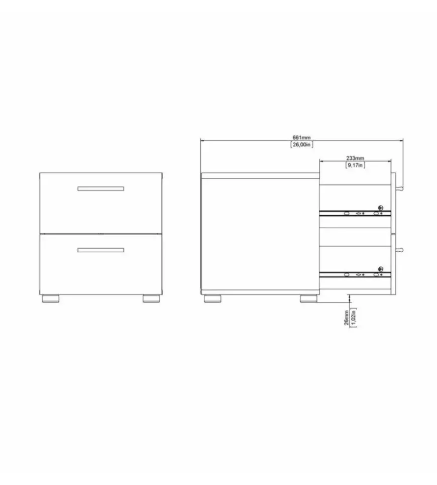 Comodino 2 cassetti "pepe" bianco 40x40,2x42,3 cm