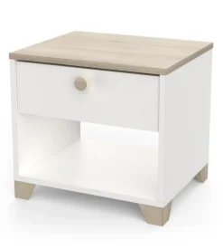 Comodino 1 cassetto "izzy" quercia e bianco opaco 43,2x36,2x39,7 cm