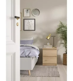 Comodino "naia" con 2 cassetti colore legno, 40,4x50x49,5 cm