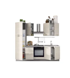 Composizione cucina completa ares con lavello a destra e piano cottura ad induzione, 255x60x216 cm