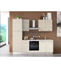 Composizione cucina completa ares con lavello a destra e piano cottura a gas 255x60x216 cm