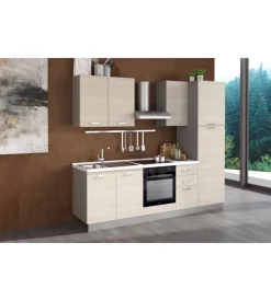 Composizione cucina completa ares con lavello a sinistra e piano cottura ad induzione 255x60x216 cm