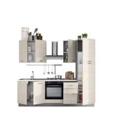 Composizione cucina completa ares con lavello a sinistra e piano cottura a gas, 255x60x216 cm