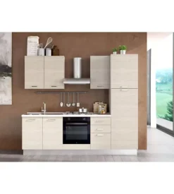 Composizione cucina completa ares con lavello a sinistra e piano cottura a gas, 255x60x216 cm