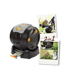 Compostiera da esterno g.f "easy mix composter" 2 in 1 in plastica riciclata, 60x50x65 cm