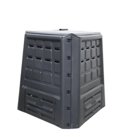 Compostiera da giardino 380 litri in polipropilene nero, 80x80x82 cm