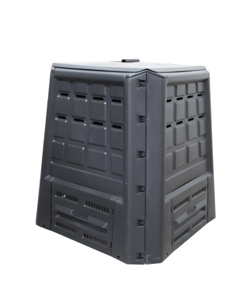 Compostiera da giardino 380 litri in polipropilene nero, 80x80x82 cm