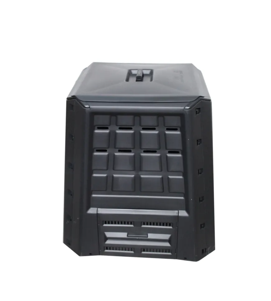Compostiera da giardino 380 litri in polipropilene nero, 80x80x82 cm