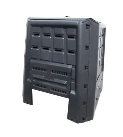 Compostiera da giardino 380 litri in polipropilene nero, 80x80x82 cm