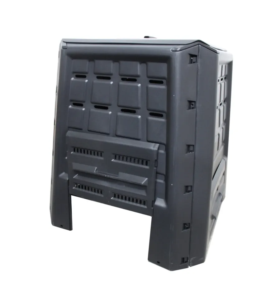 Compostiera da giardino 380 litri in polipropilene nero, 80x80x82 cm