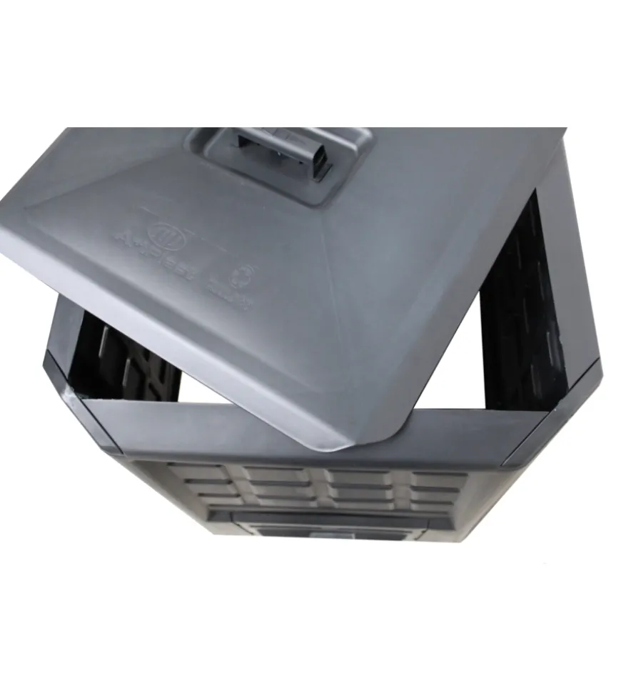 Compostiera da giardino 380 litri in polipropilene nero, 80x80x82 cm