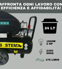 Compressore aria lubrificato system+ 24l 2 hp