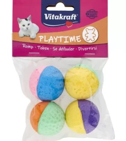 Confezione da 4 palline per gatti vitakraft in gomma naturale, diametro 4 cm