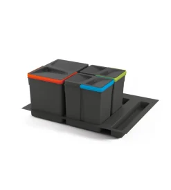 Contenitori per raccolta differenziata emuca "recycle" per modulo 60 cm, 12lt+6lt+6lt