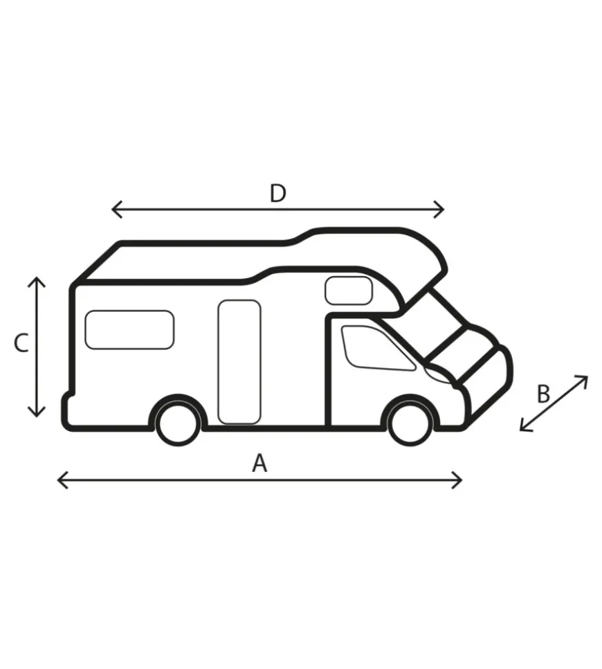 Copertura protettiva per camper brunner "design 12m" in tnt a 4 strati, 700-750 cm