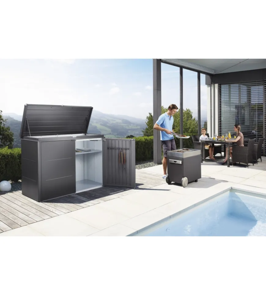 Copribidone o portattrezzi biohort "highboard 160" in acciaio zincato grigio scuro metallizzato - cod. 73015