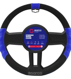 Coprivolante universale per auto sparco "sport line" in poliestere blu e nero