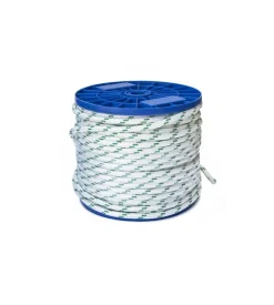 Corda in poliestere ø 8 mm. bianco con segnalino verde 80 mt.