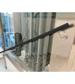 Corrimano tondo in ferro zincato grigio antracite da 2 metri - kit completo con ancoraggio