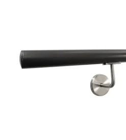 Corrimano tondo in ferro zincato grigio antracite da 2 metri - kit completo con ancoraggio