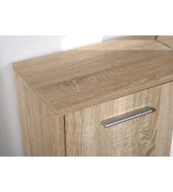 Credenza buffet 2 cassetti e 5 ante rovere e bianco, 115x30x77 cm