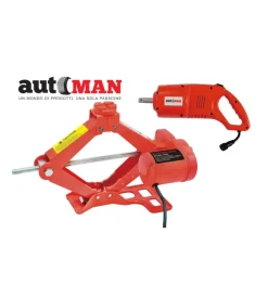 Cric elettrico di emergenza con chiave ad impulsi per cambio gomme, portata 2 tonnellate- automan