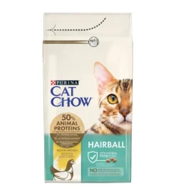 Crocchette per gatto adulto "cat chow hairball"  al pollo, 1,5 kg - purina