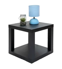 Cubo multifunzione tavolino e comodino in mdf e pvc nero 40x40x38 cm