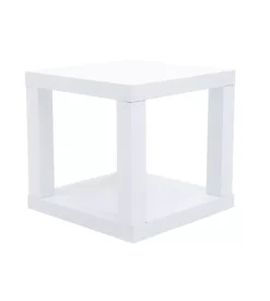 Cubo multifunzione tavolino e comodino in mdf e pvc bianco 40x40x38 cm