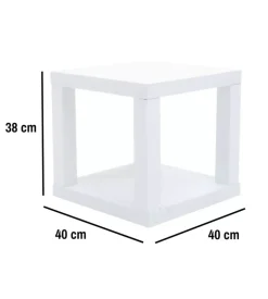 Cubo multifunzione tavolino e comodino in mdf e pvc bianco 40x40x38 cm