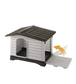Cuccia per cani da esterno ferplast "dogvilla 70" con parete ribaltabile in resina grigio 73x59x53 cm