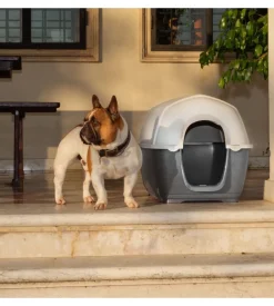 Cuccia per cani da esterno ferplast "kenny 01" in resina grigio 50x78x50 cm