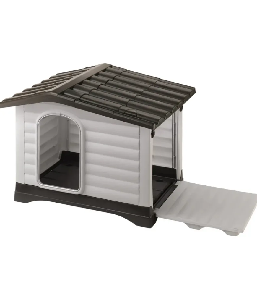 Cuccia per cani da esterno ferplast "dogvilla 110" con parete ribaltabile in resina grigio 111x84x79 cm