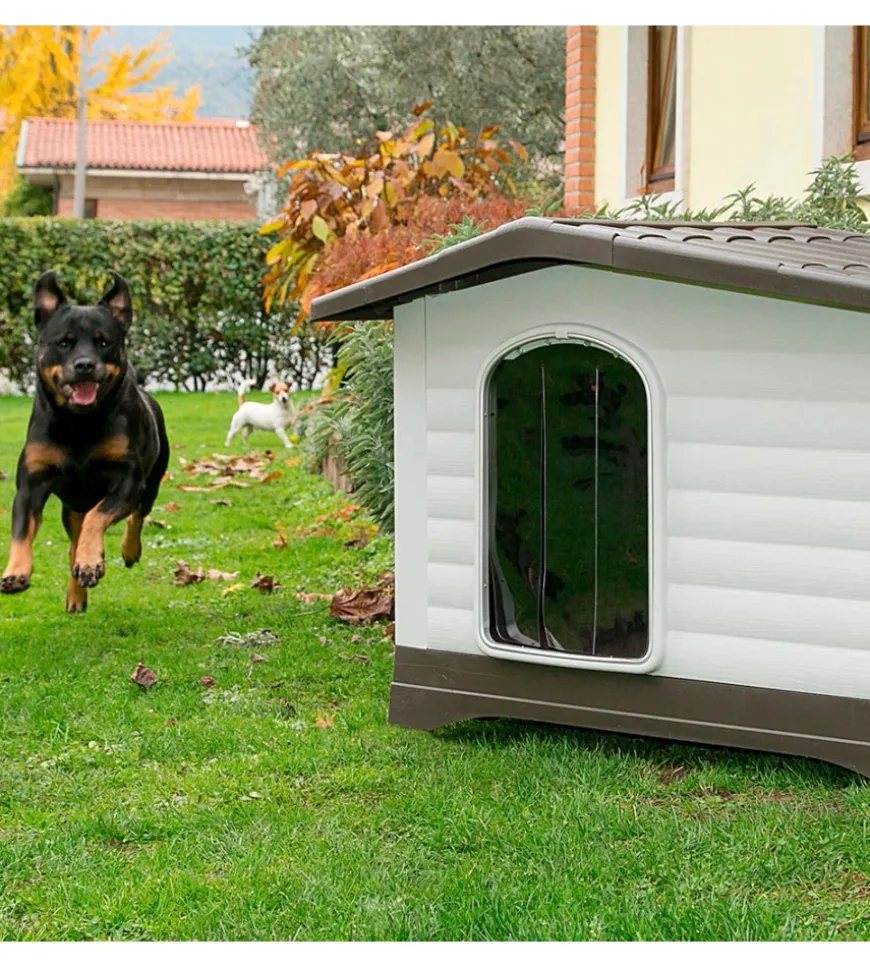 Cuccia per cani da esterno ferplast "dogvilla 110" con parete ribaltabile in resina grigio 111x84x79 cm