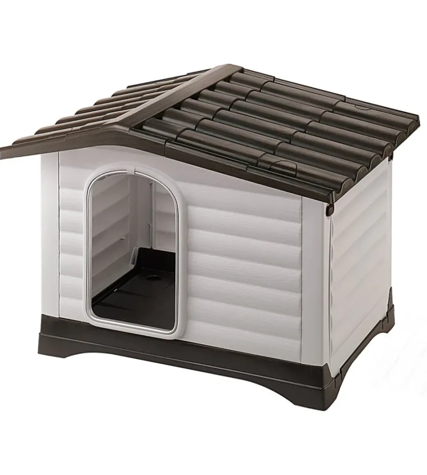 Cuccia per cani da esterno ferplast "dogvilla 110" con parete ribaltabile in resina grigio 111x84x79 cm