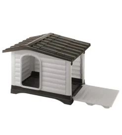 Cuccia per cani da esterno ferplast "dogvilla 90" con parete ribaltabile in resina grigio 88x72x65 cm