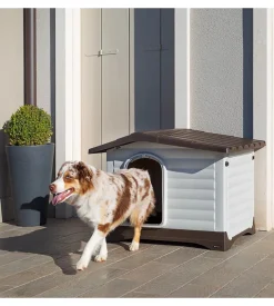 Cuccia per cani da esterno ferplast "dogvilla 90" con parete ribaltabile in resina grigio 88x72x65 cm